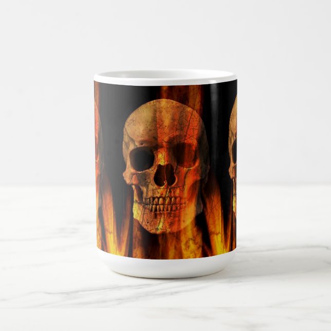 Caneca De Café Mug/ Esqueleto de Halloween em Fogo (Centro)