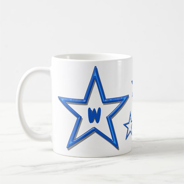 Caneca De Café Mug - Estrelas com Inicial (Esquerda)