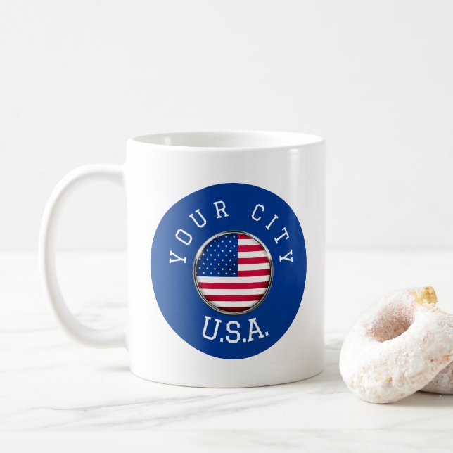 Caneca De Café Mug - EUA Personalizado - Adicionar o Nome da Cida (Com Donut)