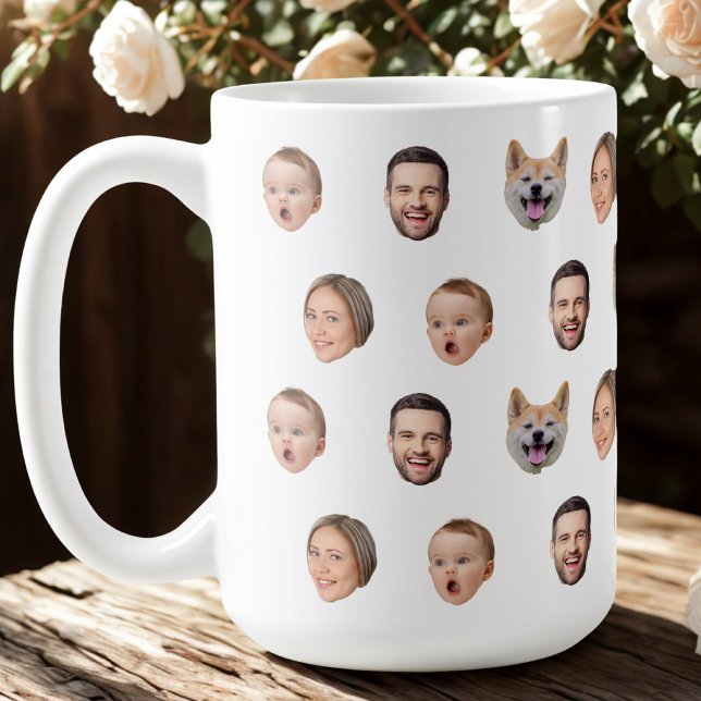 Caneca De Café Mug Familiar, Foto Personalizada, 4 Rostos De Foto (Criador carregado)