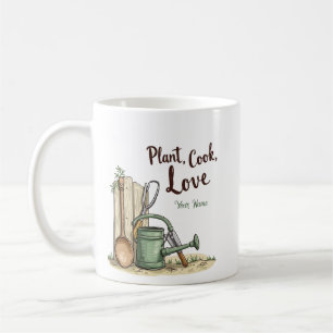 Caneca De Café Mug Farmhouse Personalizado - Planta, Cozinha, Amo