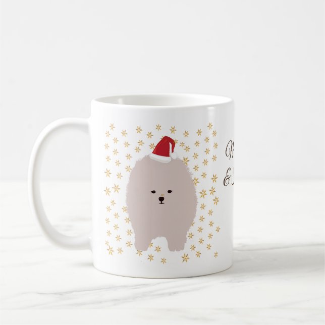 Caneca De Café Mug Feriado de Nome Personalizado, Puppy Fritado (Esquerda)