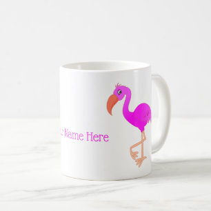 Caneca De Café Mug Flamingo Rosa Personalizado com Nome Personali
