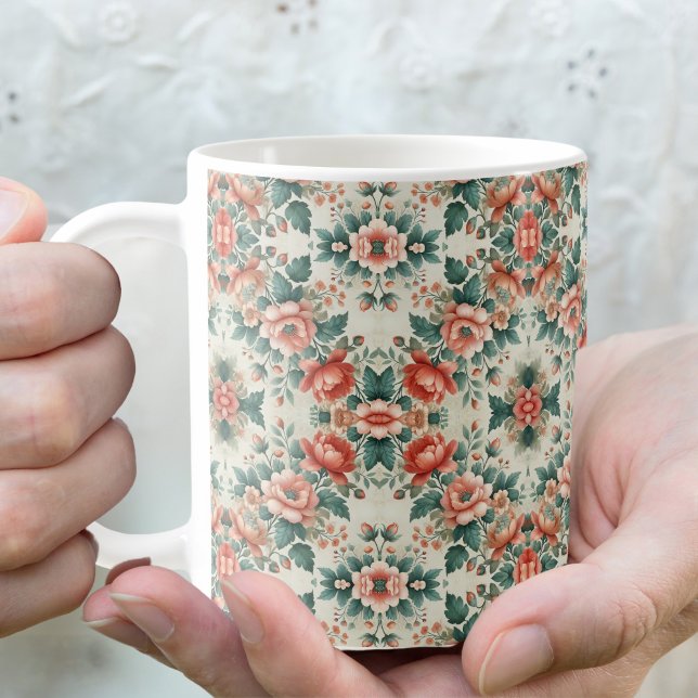 Caneca De Café Mug Floral De Algodão (Criador carregado)
