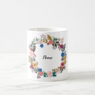 CANECA DE CAFÉ MUG FLORAL PERSONALIZADO