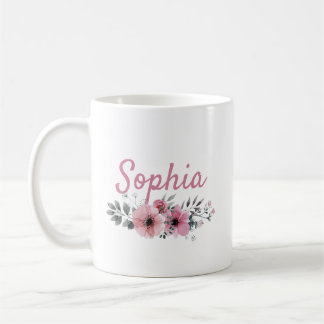 Caneca De Café Mug Floral Personalizado Com Nome