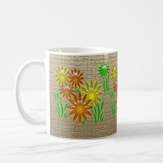 Caneca De Café Mug - Flores de Neon 3D (Esquerda)
