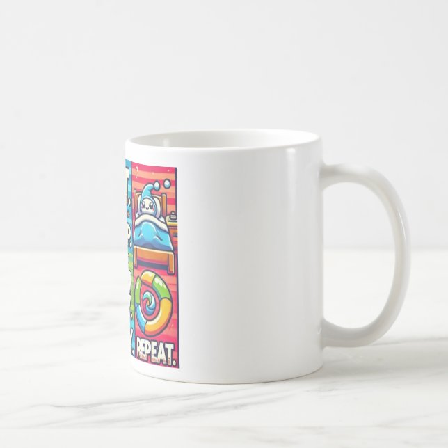 Caneca De Café Mug for Kids "Coma, jogue, durma e repita" (Direita)