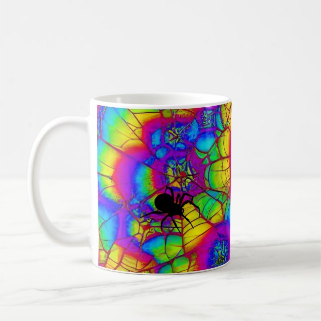 Caneca De Café Mug Halloween Spider Web Tie-Die Holiday (Esquerda)