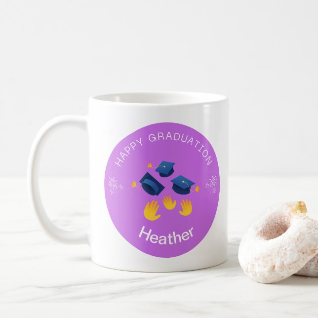 Caneca De Café Mug - Happy Graduation Personalize - Adicionar nom (Com Donut)