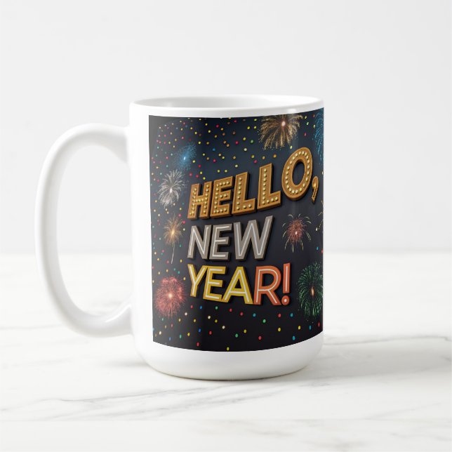Caneca De Café Mug Hello New Year Mug - Comece 2025 com Style. (Esquerda)
