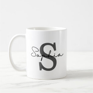 Caneca De Café Mug inicial personalizado, sutil inicial e nome