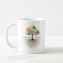 Mug inspiracional "enraizado no Cristo"