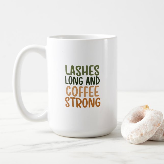Caneca De Café Mug - Lashes Long And Coffee Strong (Com Donut)