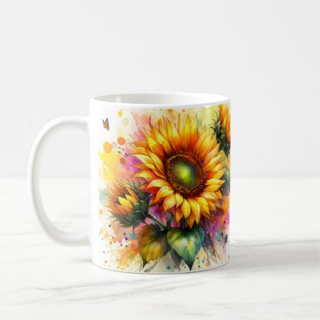 Caneca De Café Mug - Lindos Girassóis Amarelos (Esquerda)