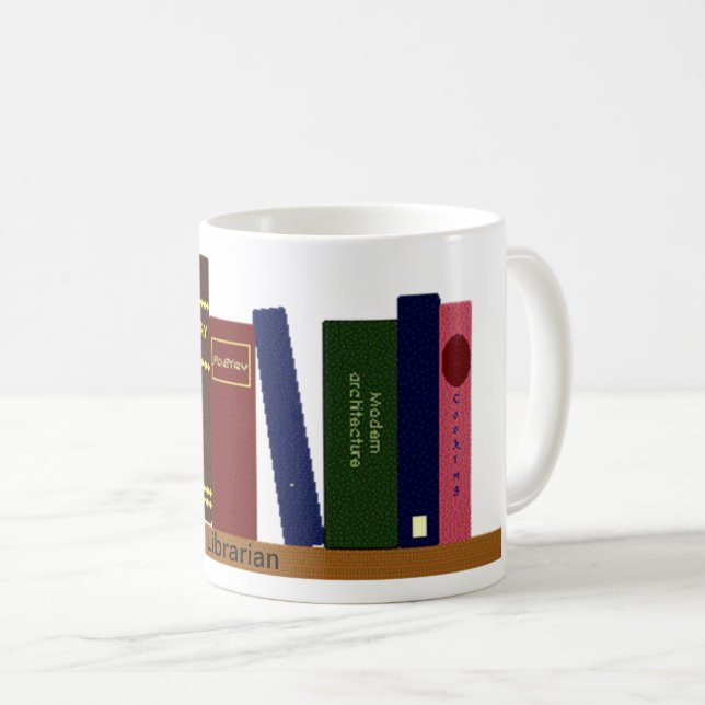 Caneca De Café Mug - Livros na prateleira (Frente Esquerda)