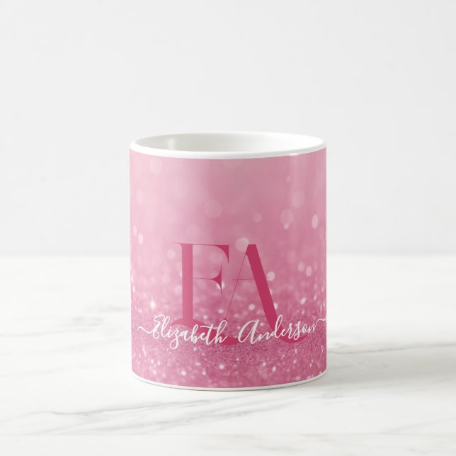 Caneca De Café Mug Luminter Rosa com Iniciais e Nome Personalizad (Centro)