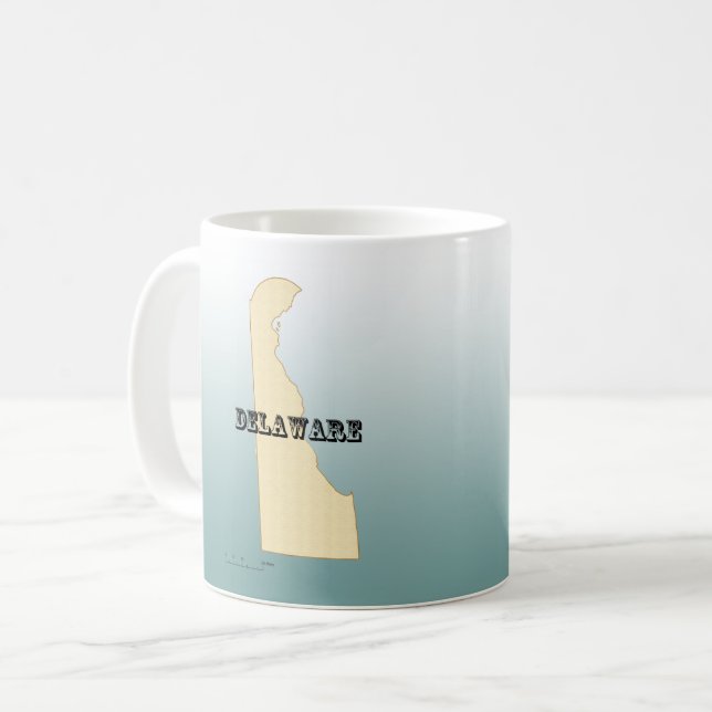Caneca De Café Mug - Mapa de Estado Delaware com Cidade (Frente Esquerda)