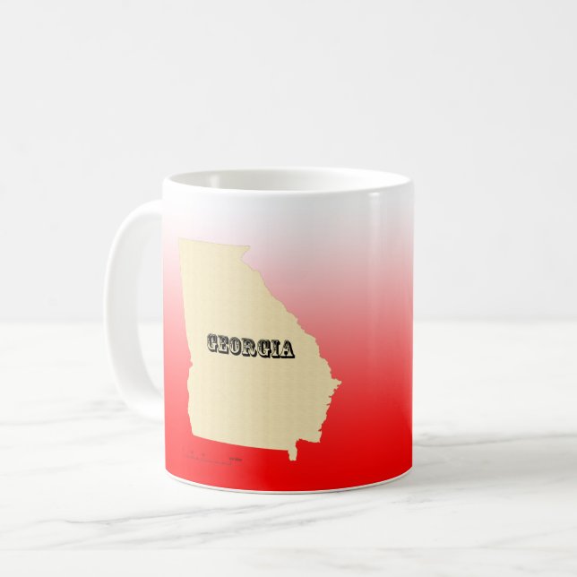 Caneca De Café Mug - Mapa do Estado da Geórgia com Cidade (Frente Esquerda)