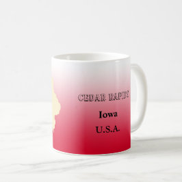 Caneca De Café Mug - Mapa do Estado de Iowa com Cidade