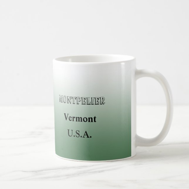 Caneca De Café Mug - Mapa do Estado de Vermont com Cidade (Direita)