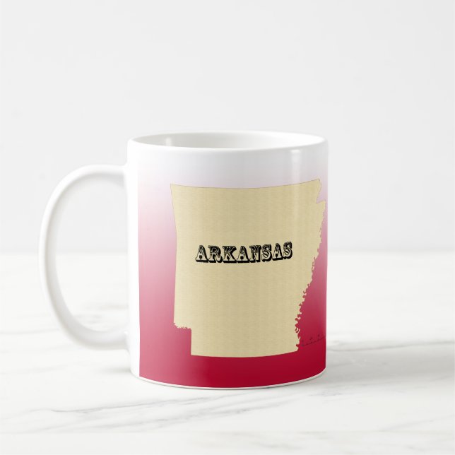 Caneca De Café Mug - Mapa do Estado do Arkansas com City (Esquerda)
