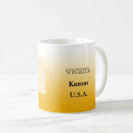 Caneca De Café Mug - Mapa do Estado do Kansas com Cidade