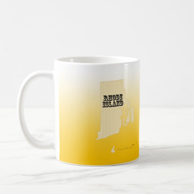 Caneca De Café Mug - Mapa Estatal de Rhode Island com Cidade (Esquerda)