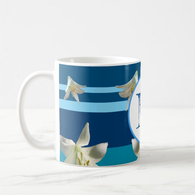 Caneca De Café Mug Monograma em Azul (Esquerda)