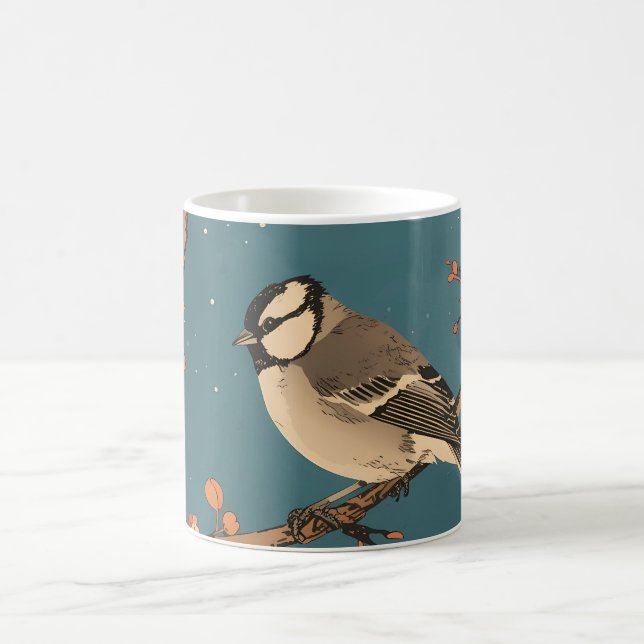 Caneca De Café Mug - Moonlit Bird on Blossom Branch (Centro)