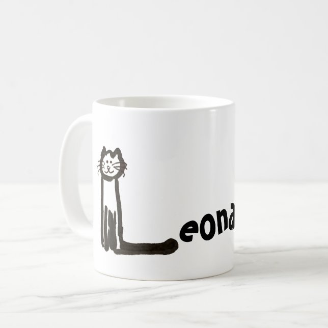 Caneca De Café Mug - Nome com Letra Cat Inicial L (Frente Esquerda)