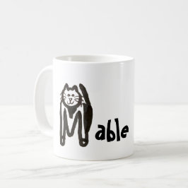 Caneca De Café Mug - Nome com Letra Cat Inicial M