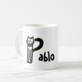 Caneca De Café Mug - Nome com Letra Cat Inicial P