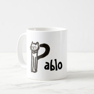 Caneca De Café Mug - Nome com Letra Cat Inicial P