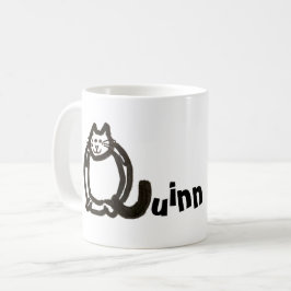 Caneca De Café Mug - Nome com Letra Cat Inicial Q