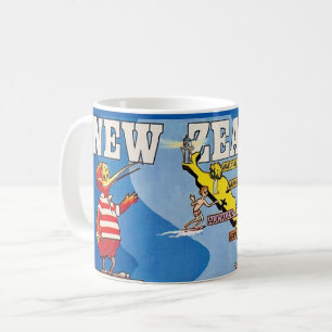 Caneca De Café Mug Nova Zelândia Ilustrado De Forma Colorida