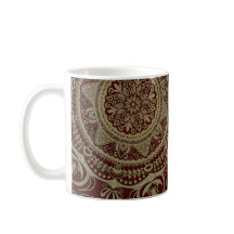 Mug Ouro Harmony Mandala no Burgundy