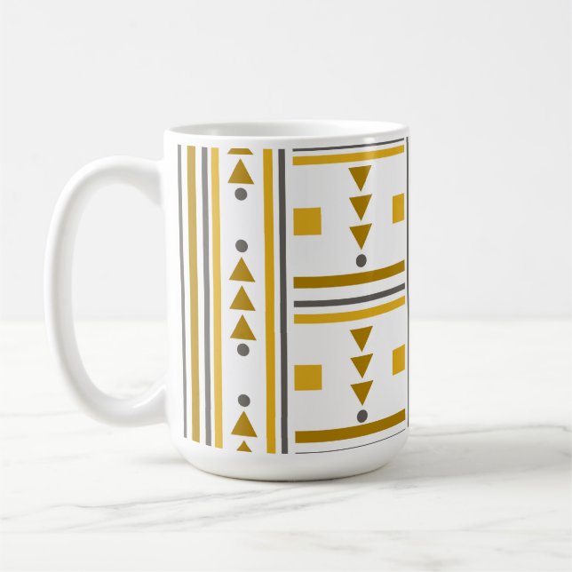 Caneca De Café Mug Padrão Geométrico Amarelo Moderno (Esquerda)