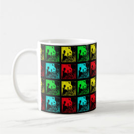 Caneca De Café Mug, Pandas Pop, Pandas Giant, Amarelo Verde Azul 