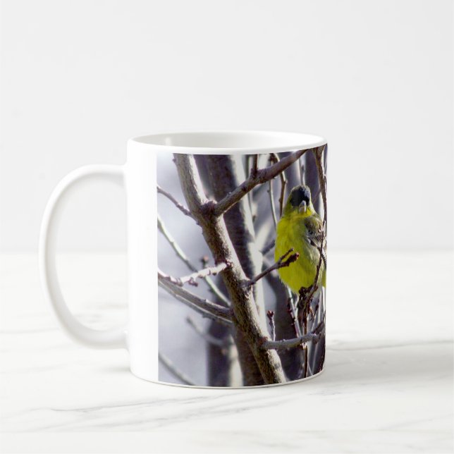 Caneca De Café Mug - Pássaro Amarelo nas Ramificações Negras (Esquerda)