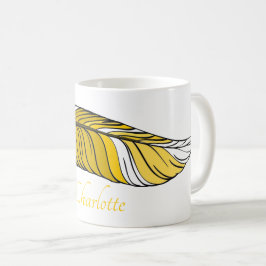 Caneca De Café Mug - Pena e nome em Yellows