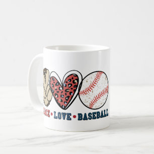 Caneca De Café Mug personalizado de beisebol do Peace Love