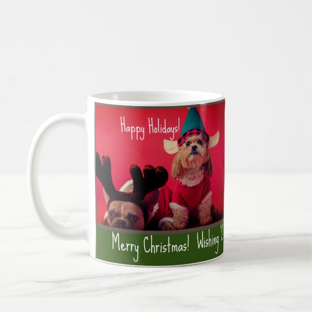 Caneca De Café Mug personalizado de fotos e texto de Natal (Esquerda)