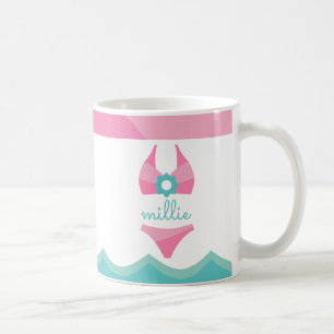 Caneca De Café Mug Personalizado De maiô Rosa Bikini