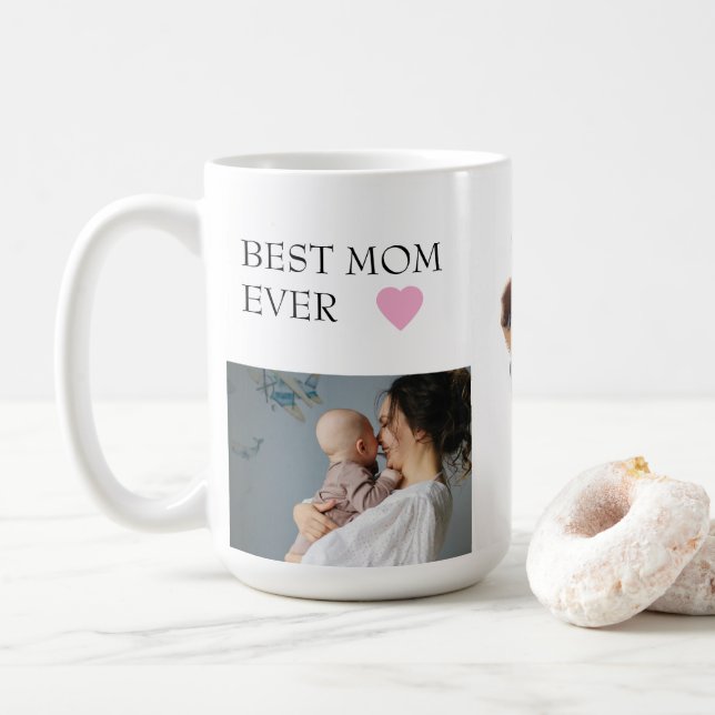 Caneca De Café Mug personalizado de "Melhor Mãe Nunca" com Foto P (Com Donut)