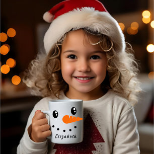 Caneca De Café Mug Personalizado De Snowman Para Crianças   Holid