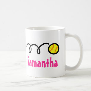 Caneca De Café Mug personalizado de softball com nome personaliz