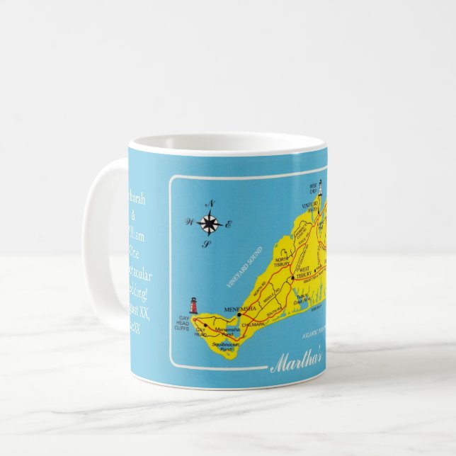 Caneca De Café Mug Personalizado do Mapa do Vineyard de Martha (Frente Esquerda)