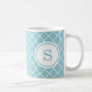 Caneca De Café Mug Personalizado do Monograma Moderno - Azul