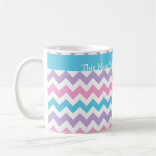 Caneca De Café Mug Personalizado, Turquesa, Rosa, Mauve Chevrons